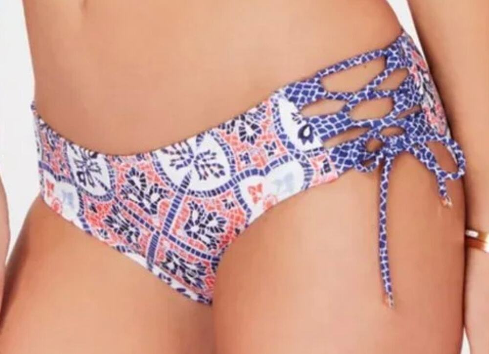Michael Kors Sea Coral Tile Tie Side Bikini Bottom S NWT